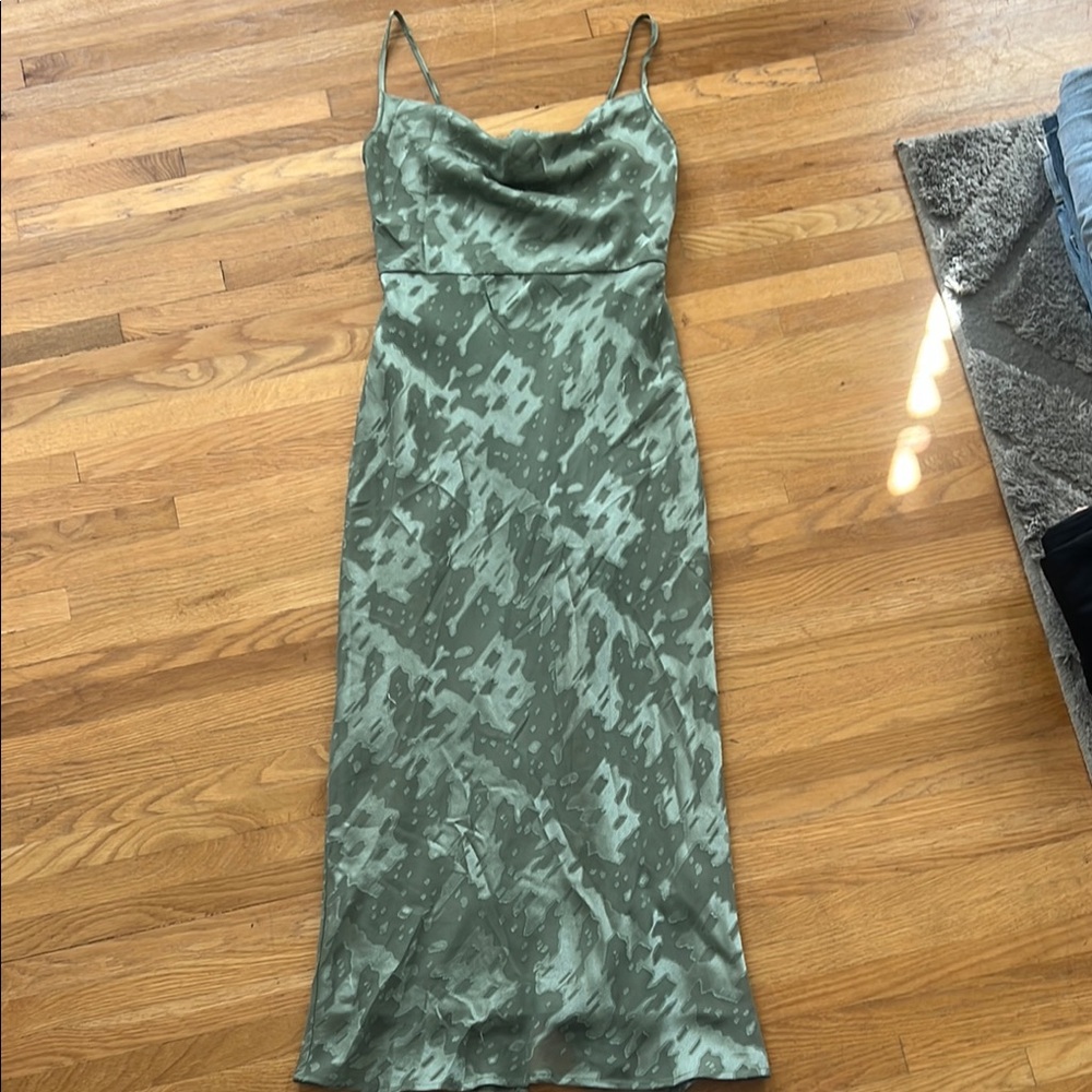 BHLDN Green Slip Dress Spaghetti Strap Cocktail